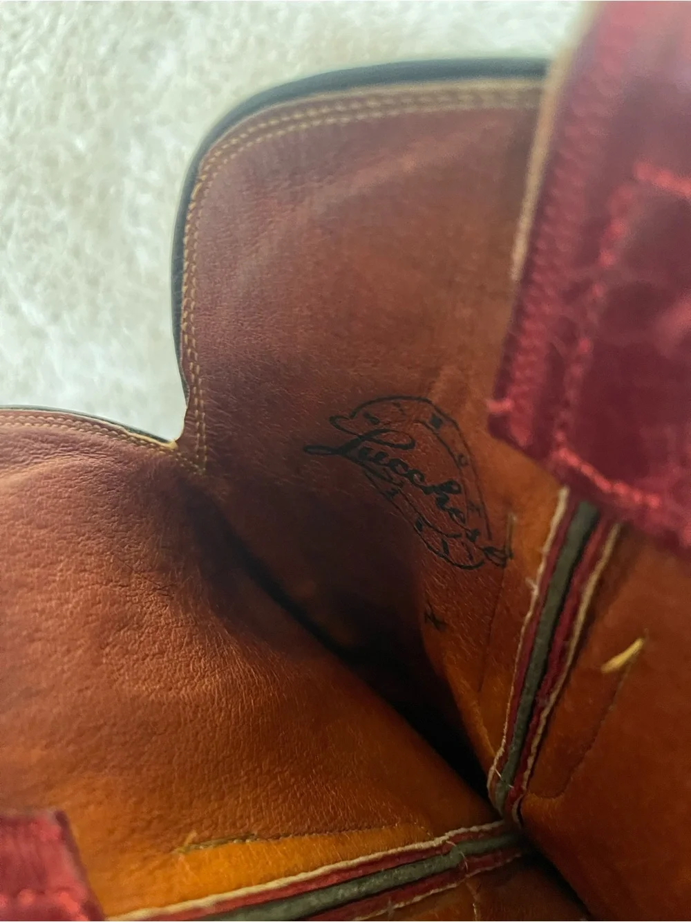 Lucchese Connie Women's Red Leather Studded Western Boot - Picture 7 of 12